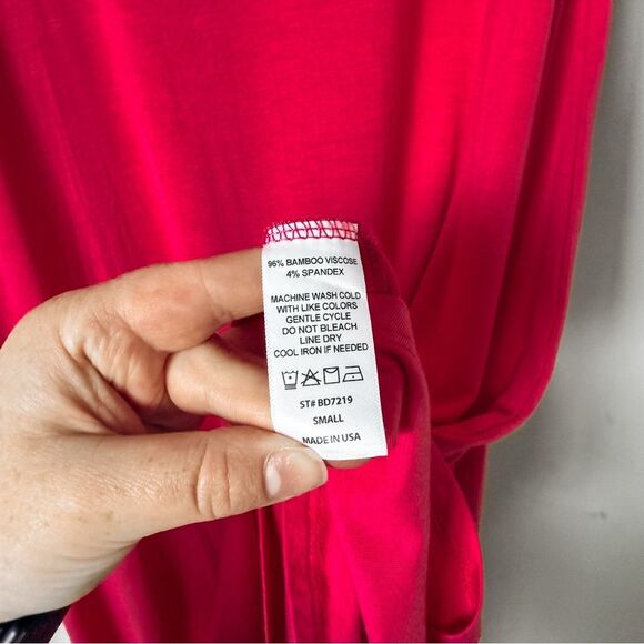 mts Pink Bamboo V Neck Sleeveless Dress Flamingo Pink Size Small - Picture 5 of 6